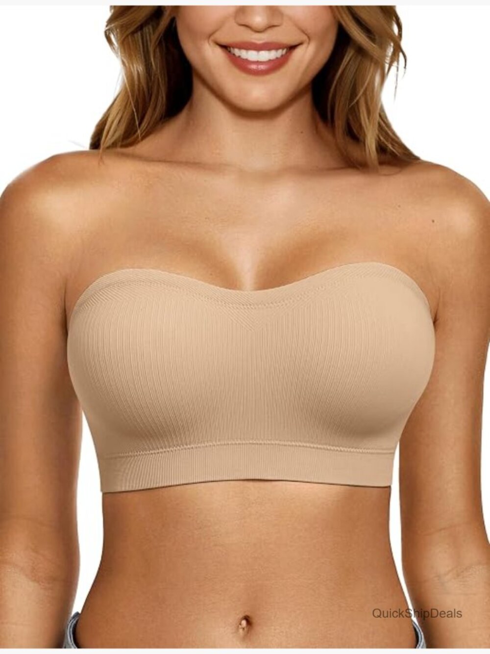 Push Up Strapless Bandeau Bra Wireless Non Slip Padded Tube Bra Supportive
